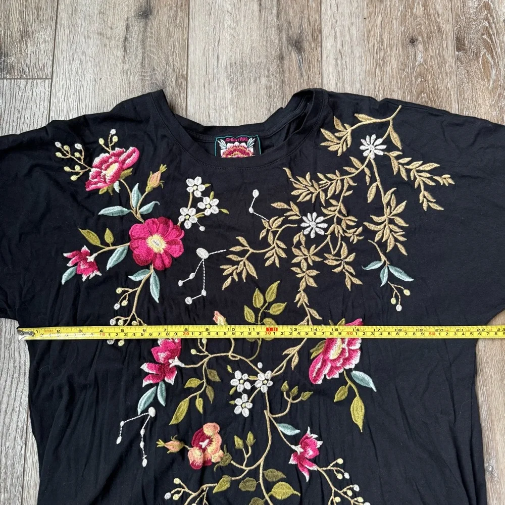 Johnny Was XL Embroidered Tunic Dress Black Floral Bird Boho Midi/Maxi - Picture 5 of 8